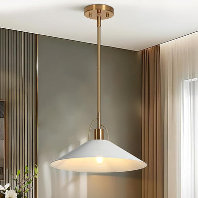 Lámpara colgante isla cocina metal oro y blanco moderna
