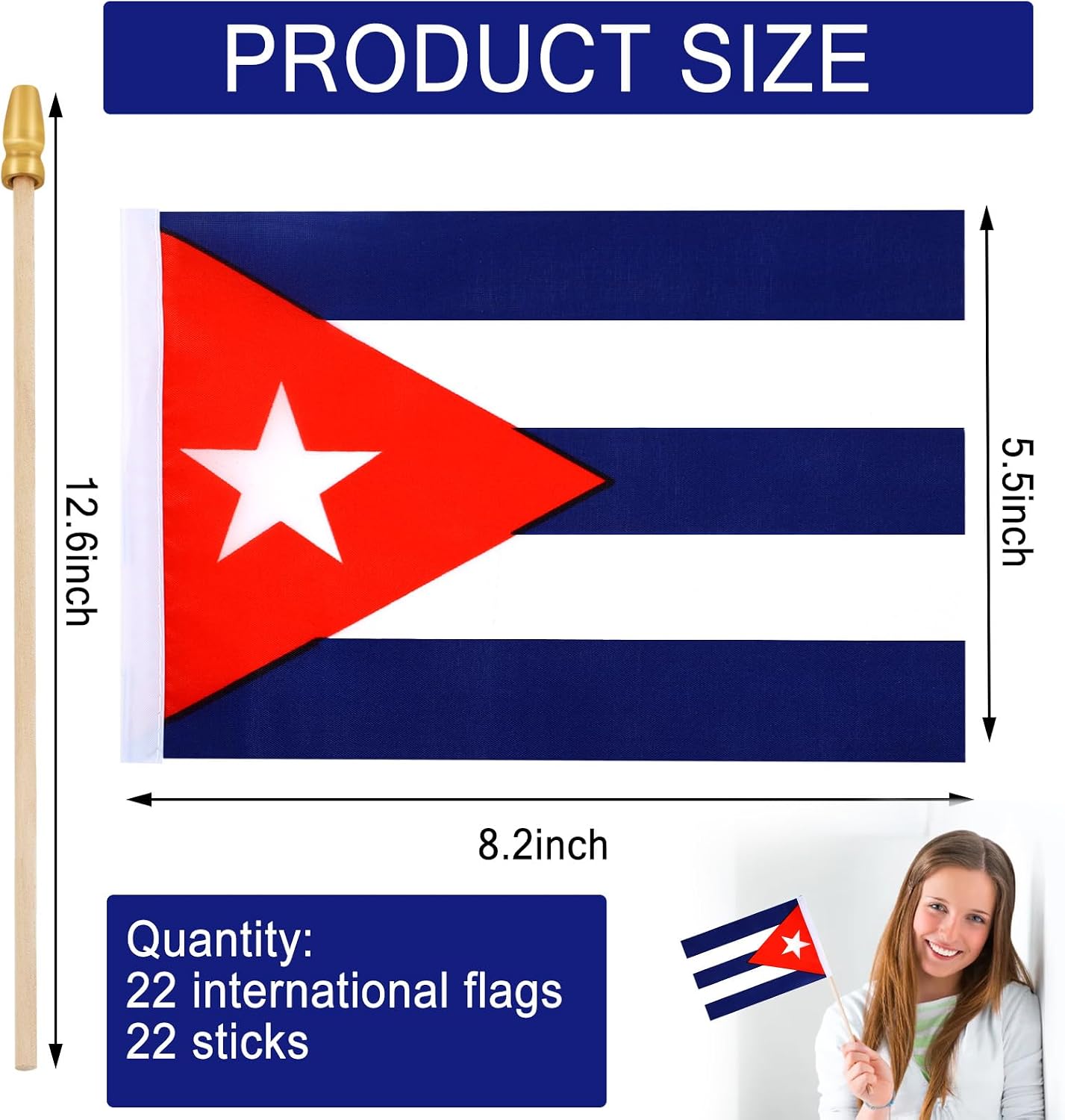 Banderas hispanas 22 países 8.2x5.5pulg decoración mes hispano
