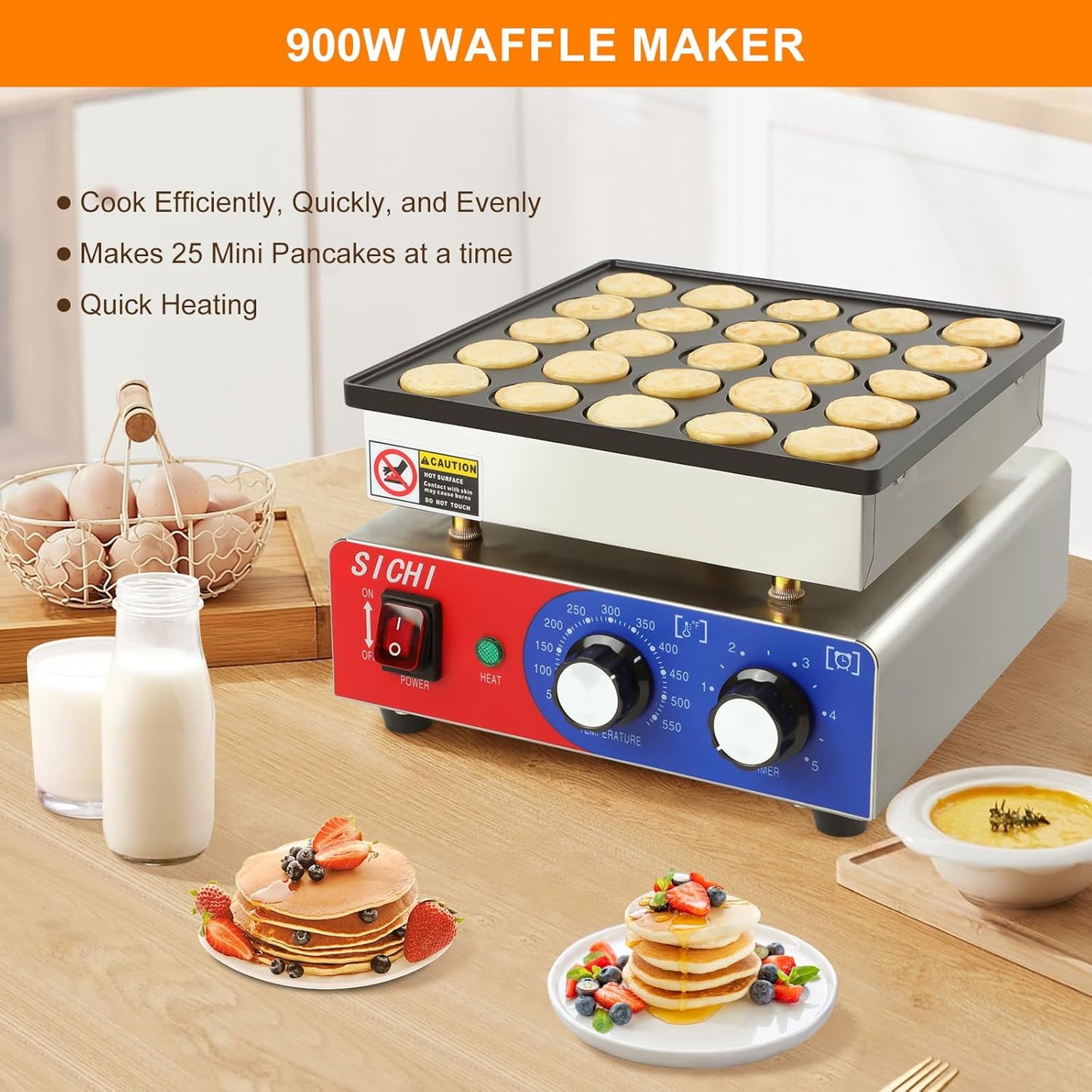 Mini máquina panqueques 110V 7.5L acero inox antiadherente