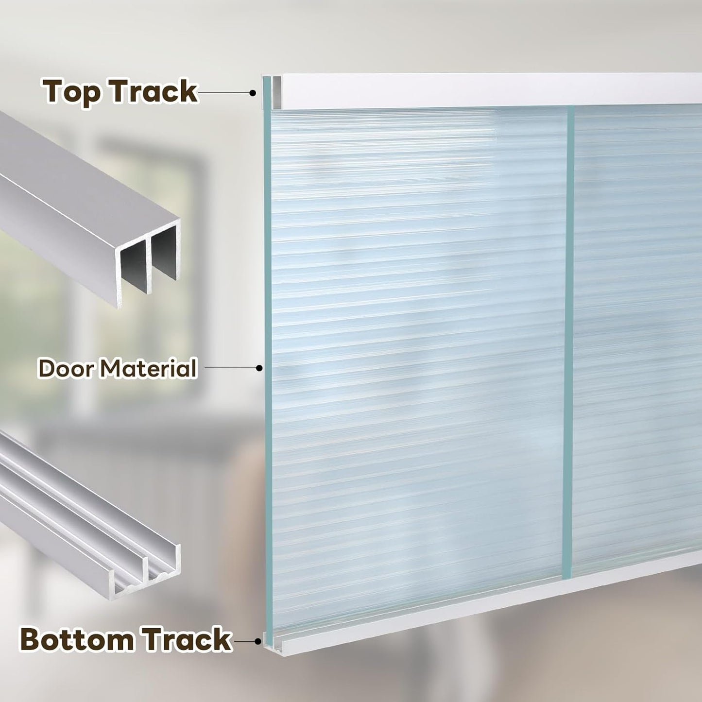 2 Rieles Aluminio Puertas Correderas 48x0.79pulg Plateado