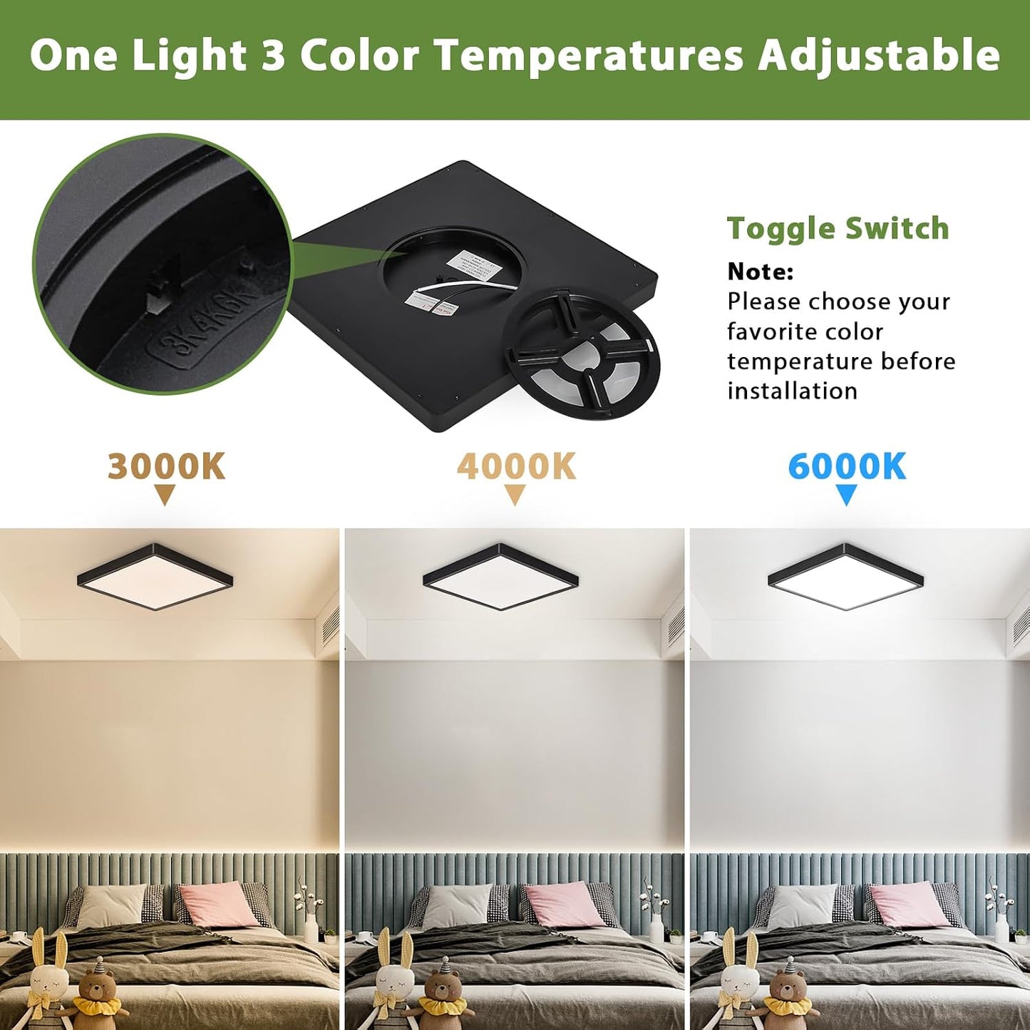 Lámpara techo LED empotrada 12pulg pack 6 negro