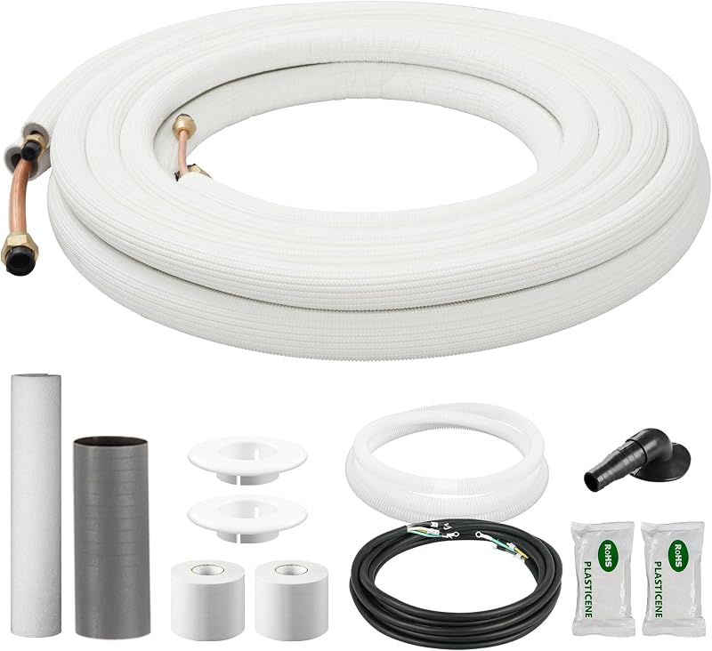 Set líneas mini split 50ft tuberías cobre aislada