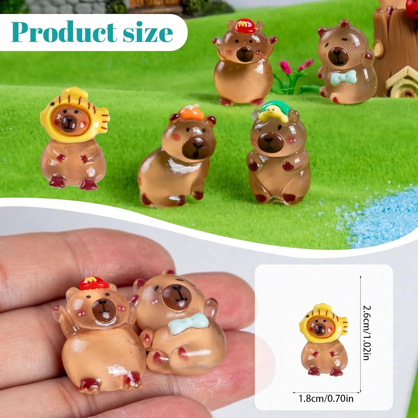 Figuritas Capybara resina 50P mini para jardín y manualidades