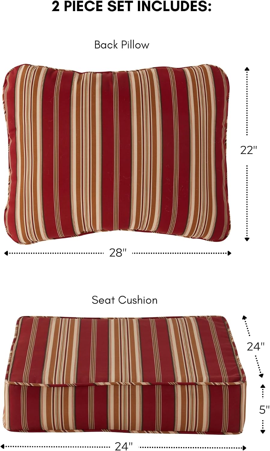 2 Pzas Cojines Asiento Exteriores Rayas Toscanas