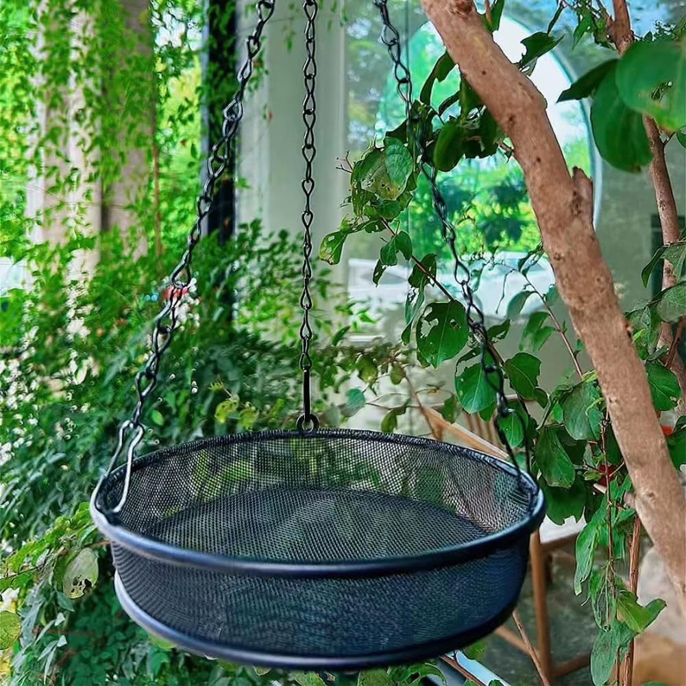 Comedero colgante para pájaros jardín malla metálica