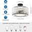 Lámpara techo cristal candelabro negro 3 luces 14.4"