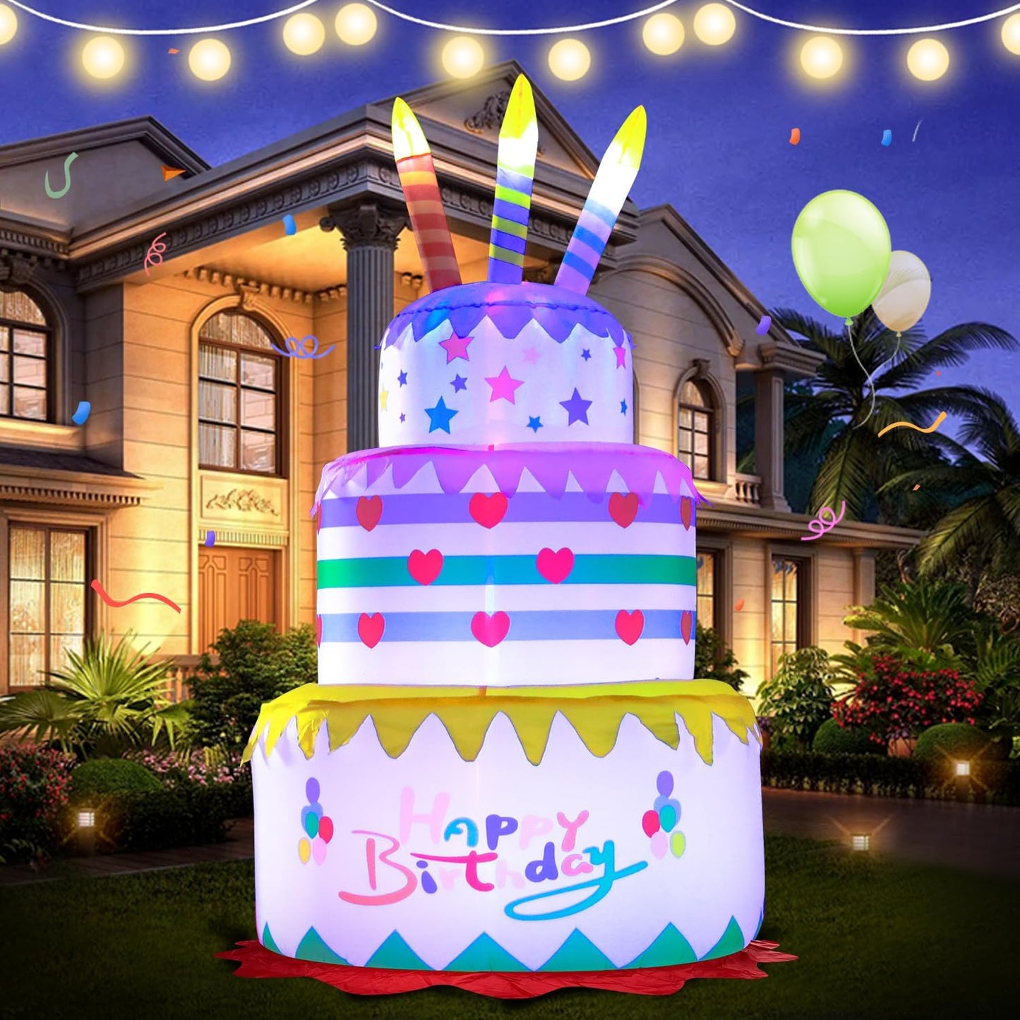 Decoración inflable 6ft para cumpleaños con luces LED