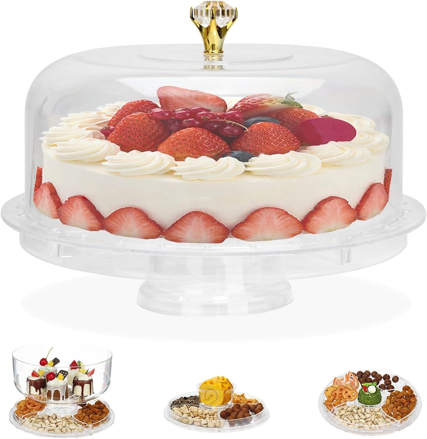 Soporte tartas con tapa y cubierta de cúpula