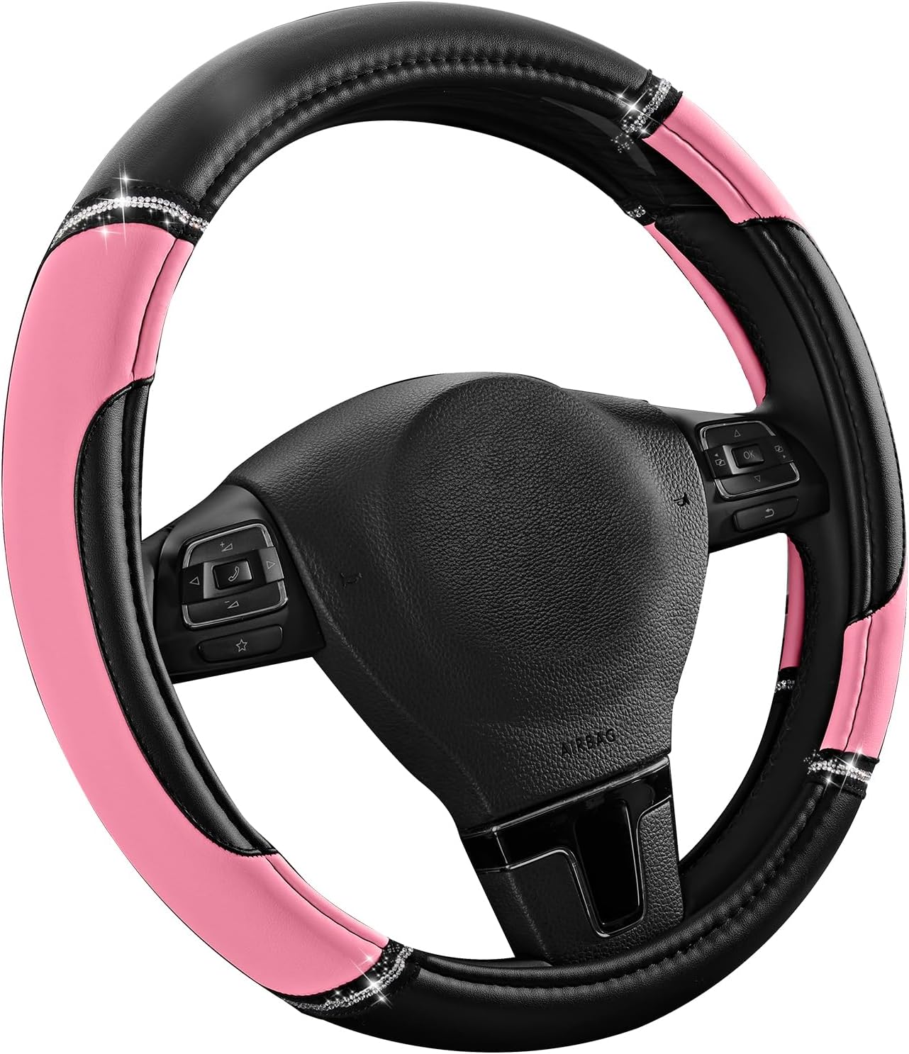 Funda volante piel PVC antiderrap 14.5-15" rosa