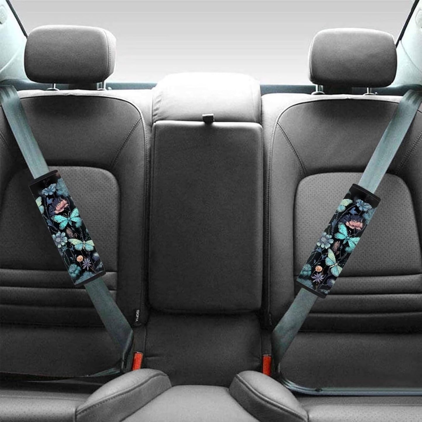 2 Fundas cinturón seguridad diseño mariposas azul rosa