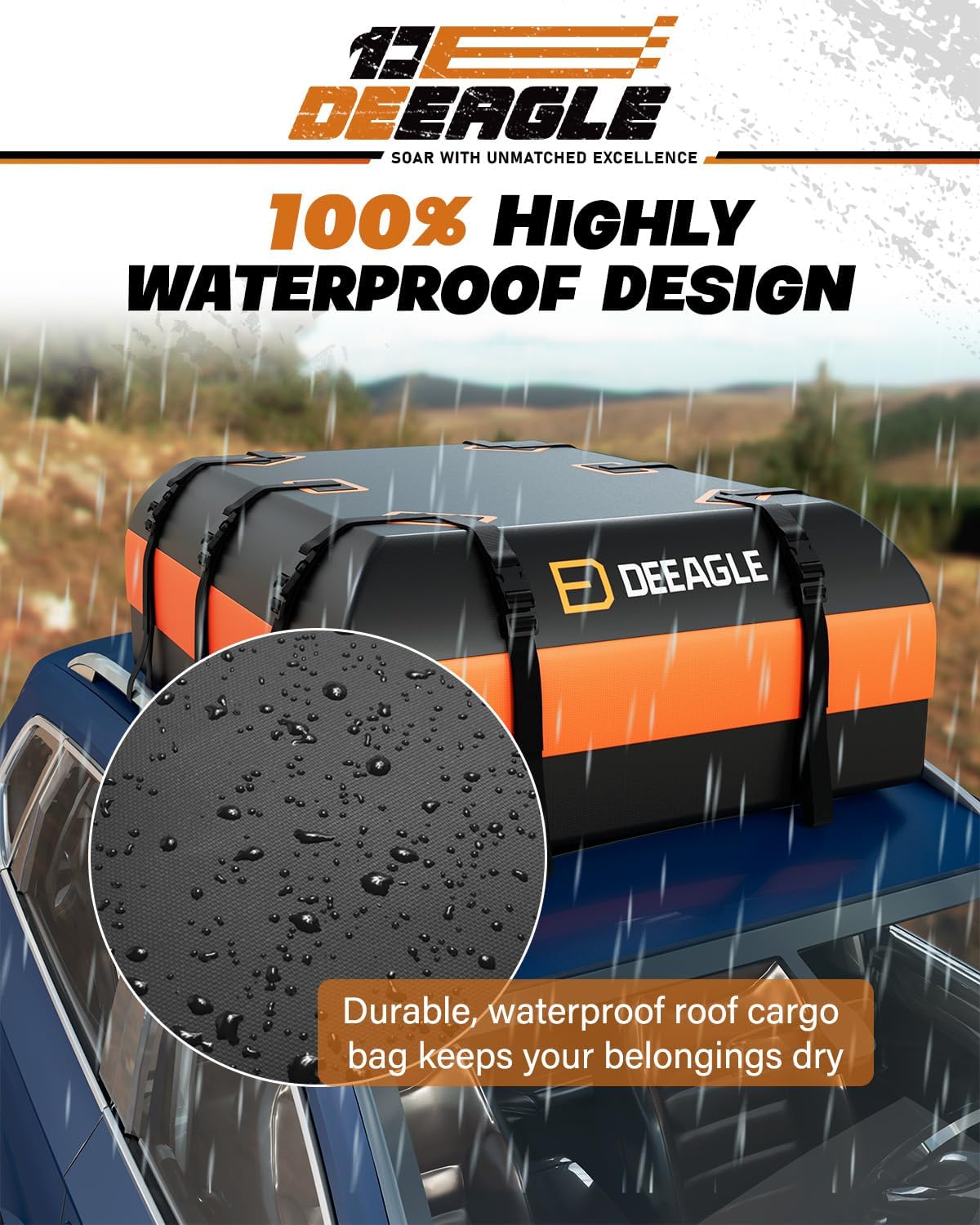 Portaequipajes techo 21ft³ resistente agua con alfombrilla