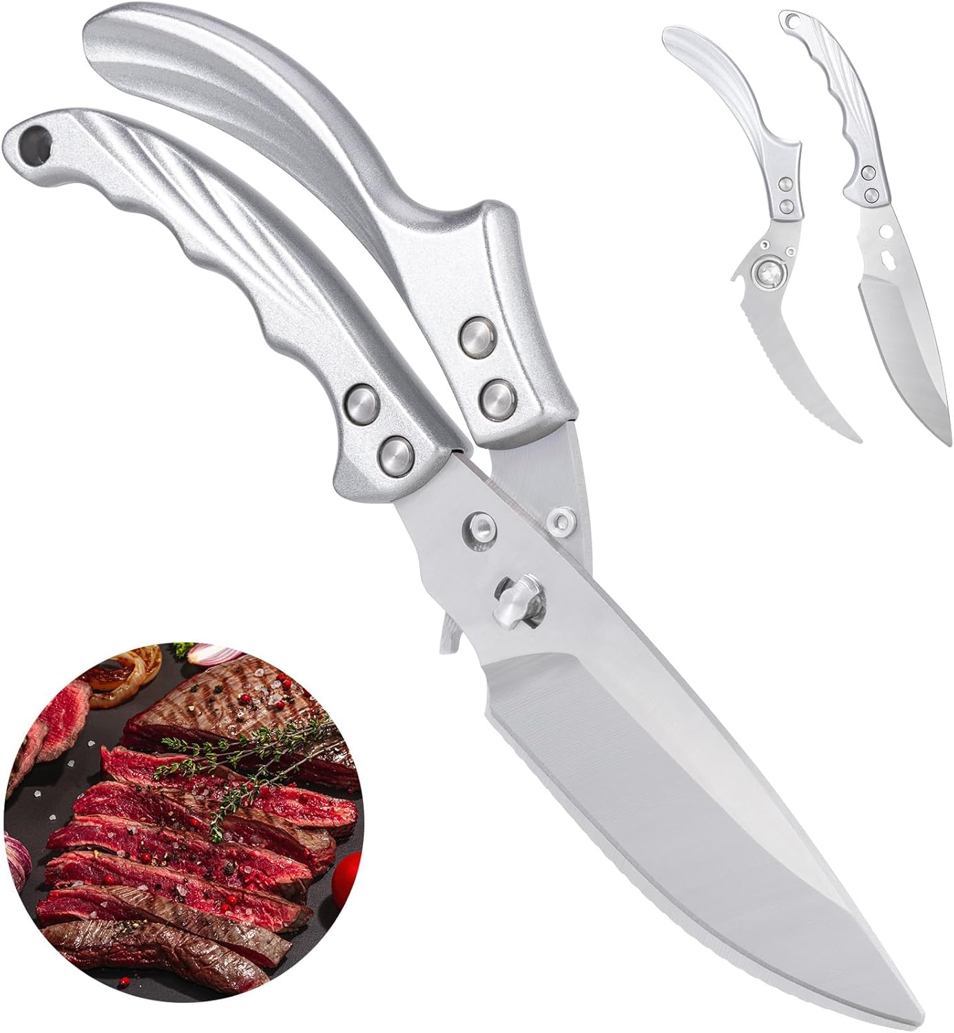 Tijeras cocina acero inox para carne mariscos pavo color plateado