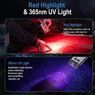 Linterna LED UV 365 nm con luz roja/verde giro 180° IP65