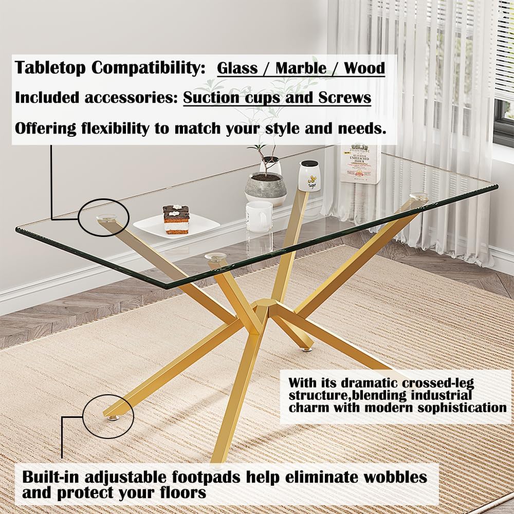 Base mesa metal 30pulg patas resistentes vidrio madera