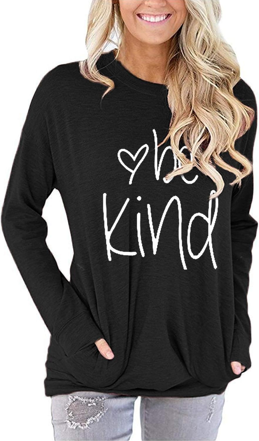 Blusa manga larga mujer cuello redondo estilo túnica casual