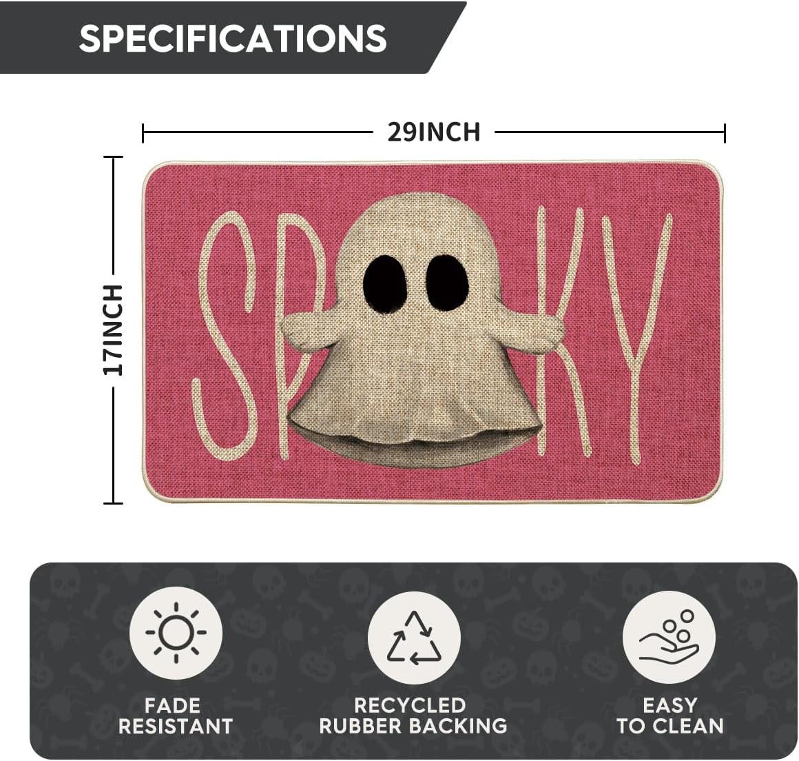 Tapete Halloween fantasma rosa para puerta 17x29"