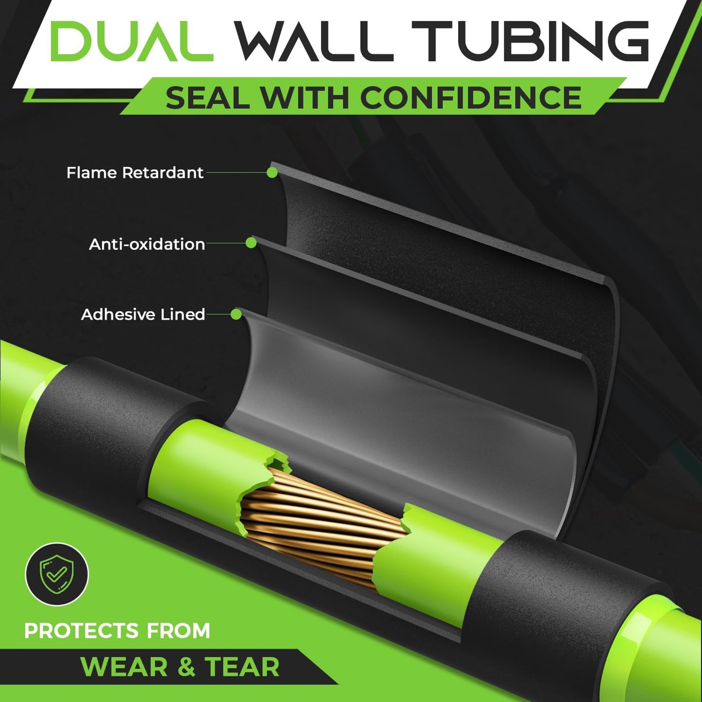Tubo termorretráctil 3/8pulg 50ft doble pared impermeable barco