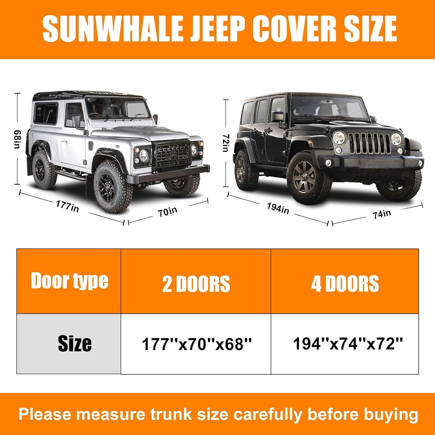 Funda Jeep Wrangler 4 puertas Dr/Unlimited impermeable UV