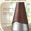 Lámpara mesa bohemia base metal madera roja pantalla lino