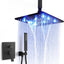 Sistema ducha techo LED 10" lluvia alta presión negro mate