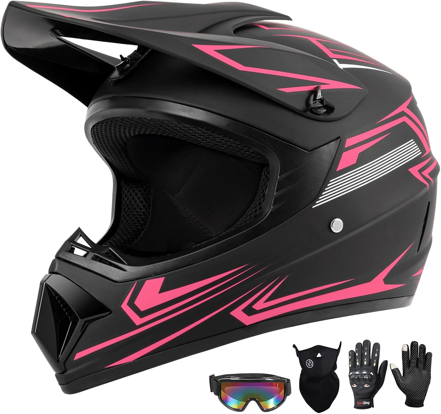 Casco motocross niños 4 pzas gafas guantes aprobado DOT