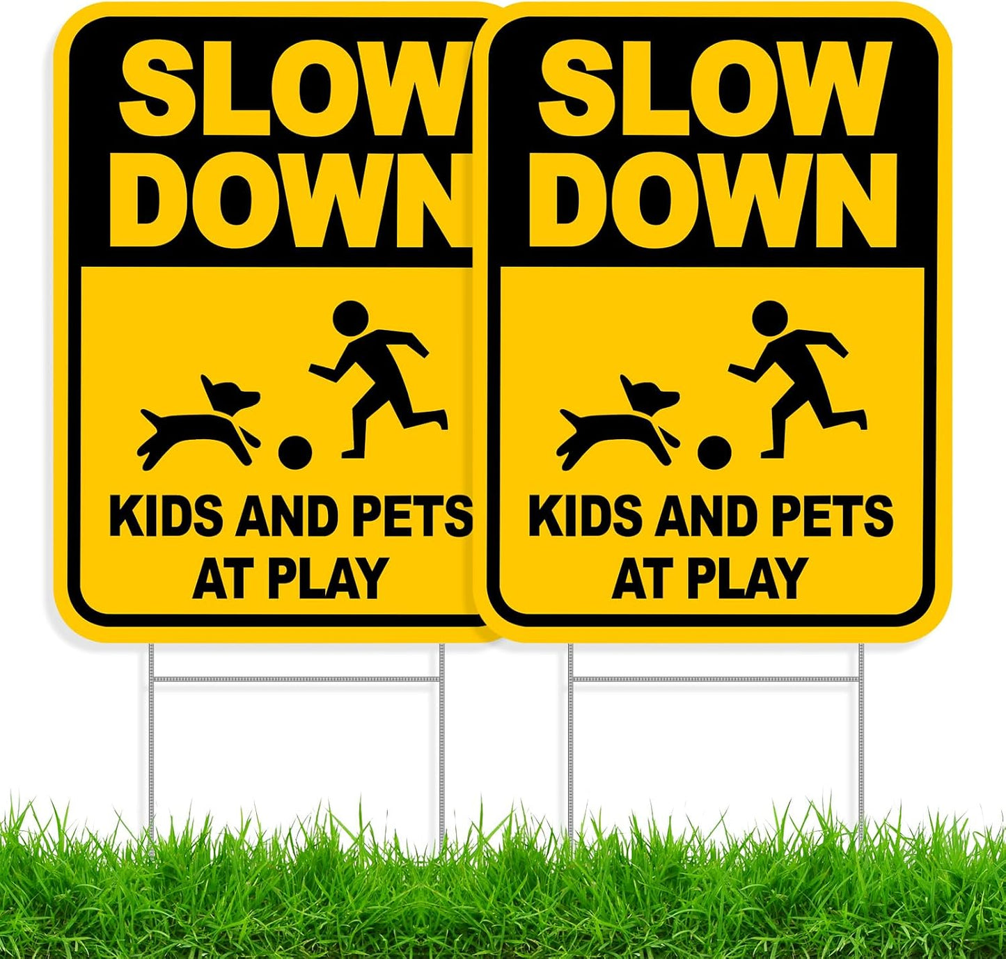 Letreros Slow Down Kids 16x12" doble cara metal