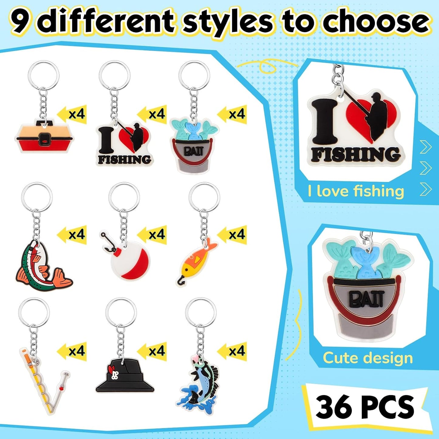 36 Pzas Detalles Fiesta Pesca Llaveros Regalo Mujer Hombre