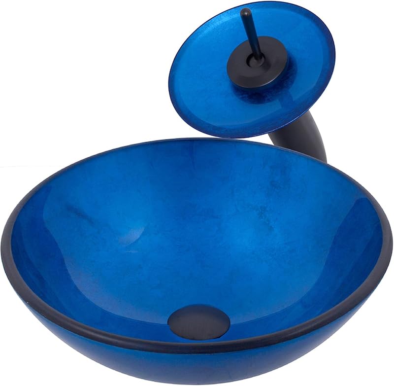 Set lavabo vidrio baño bronce aceitado