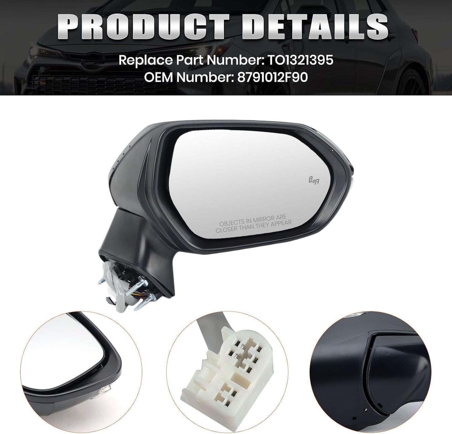 Espejo lateral plegable manual Toyota Corolla con señal