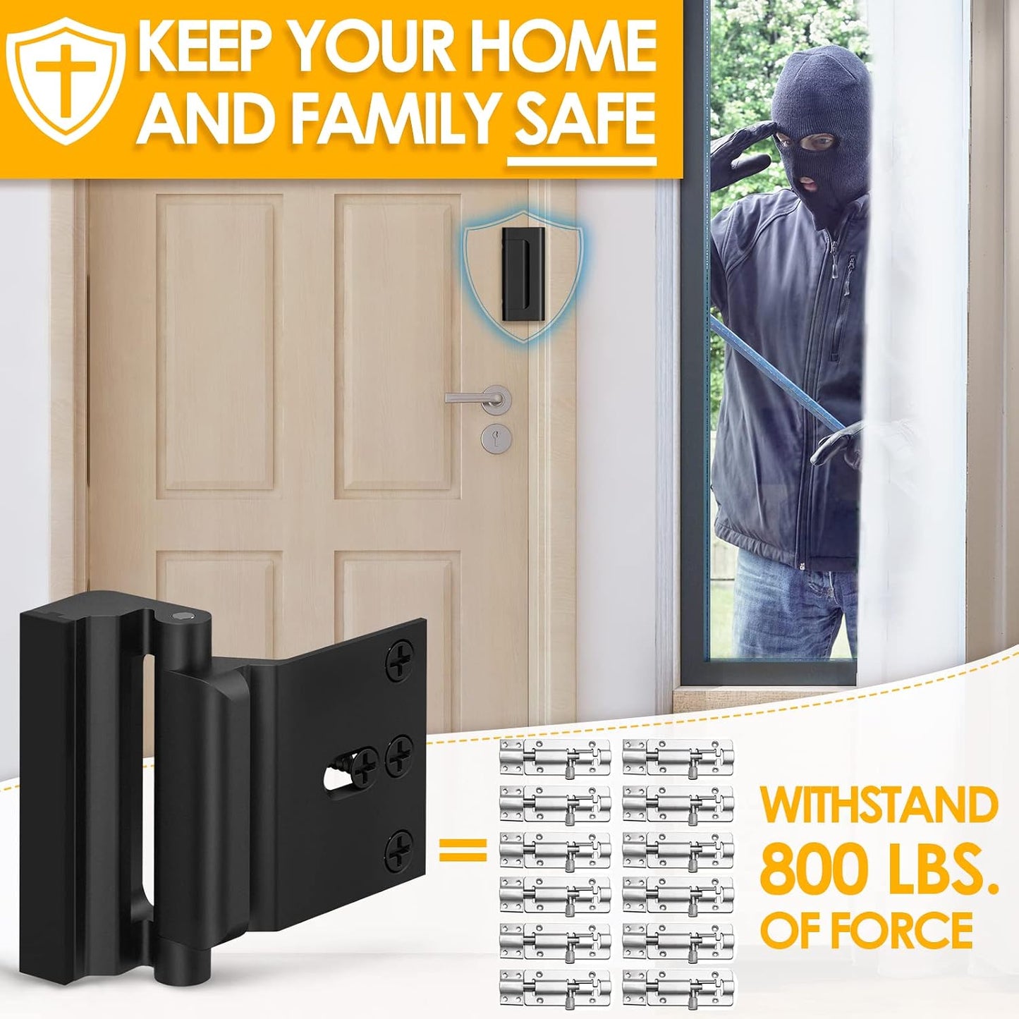 Cerradura puerta seguridad hogar tope 3pulg soporta 800lb