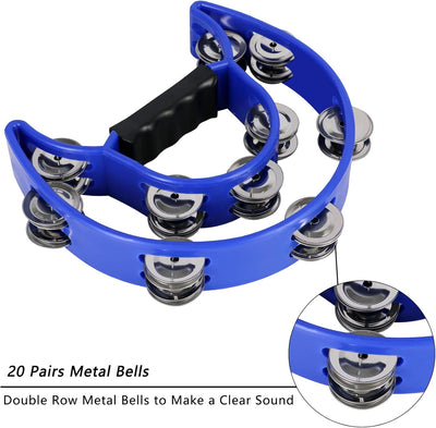 3 Pzas Pandereta Doble Fila Metal Cascabeles
