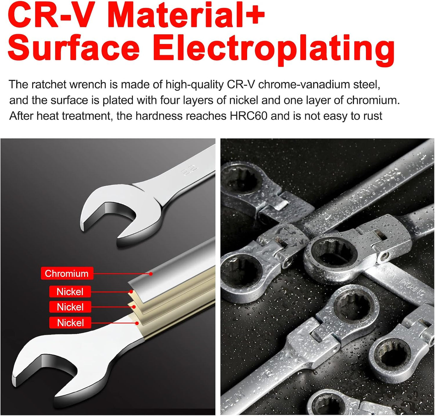 Llave trinquete 19mm CR-V antideslizante 2en1 herramienta mecánica