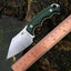 Cuchillo fijo 14C28N mango micarta vaina Kydex camping verde