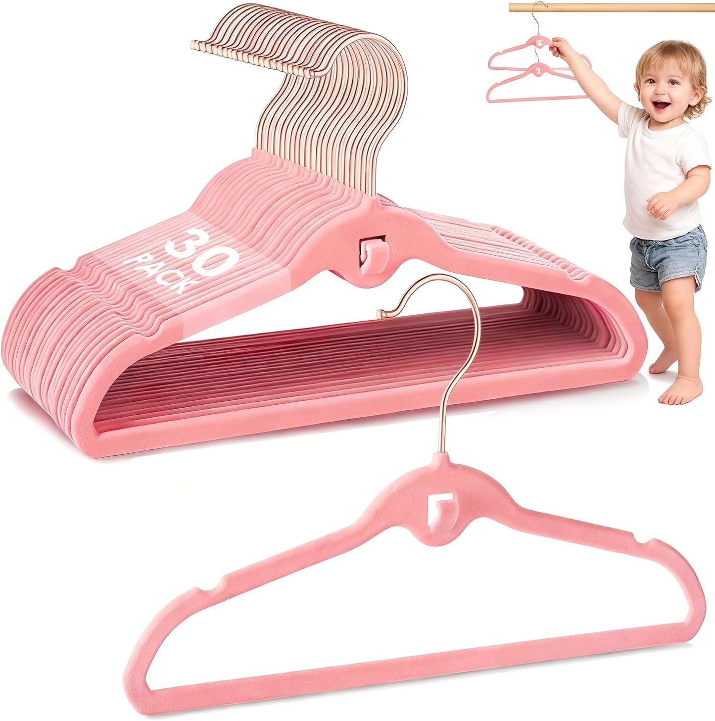Perchas terciopelo niños 11" set 30 antiderrap