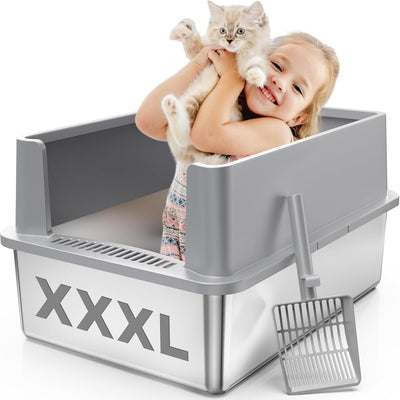 Caja arena acero inox 28x20x12 pulg para gatos grandes