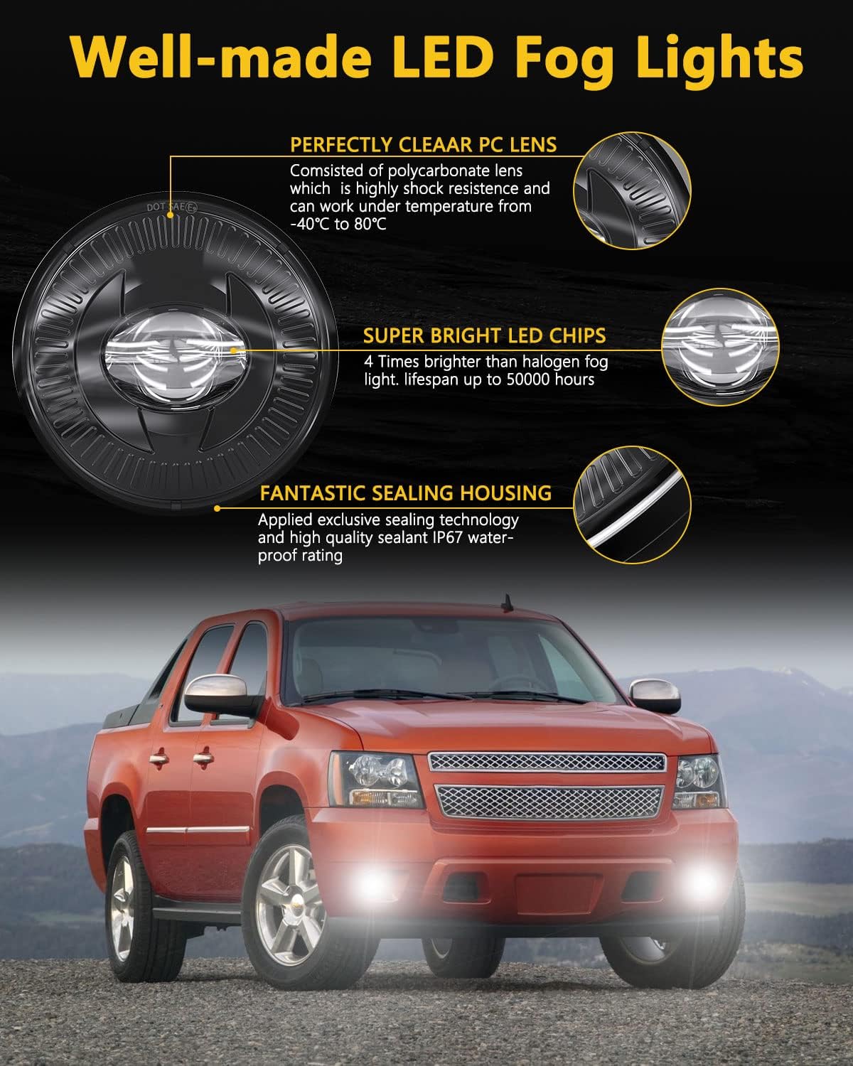 Luces antiniebla LED comp Suburban Tahoe 07-14 Negro