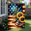 Bandera patriótica verano con girasoles 12x18pulg jardín