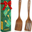 Set 2 Espátulas Madera Teca Cocina Utensilios Naturales