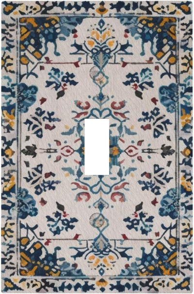 Placa interruptor vintage con flores azules y blancas 1 gang