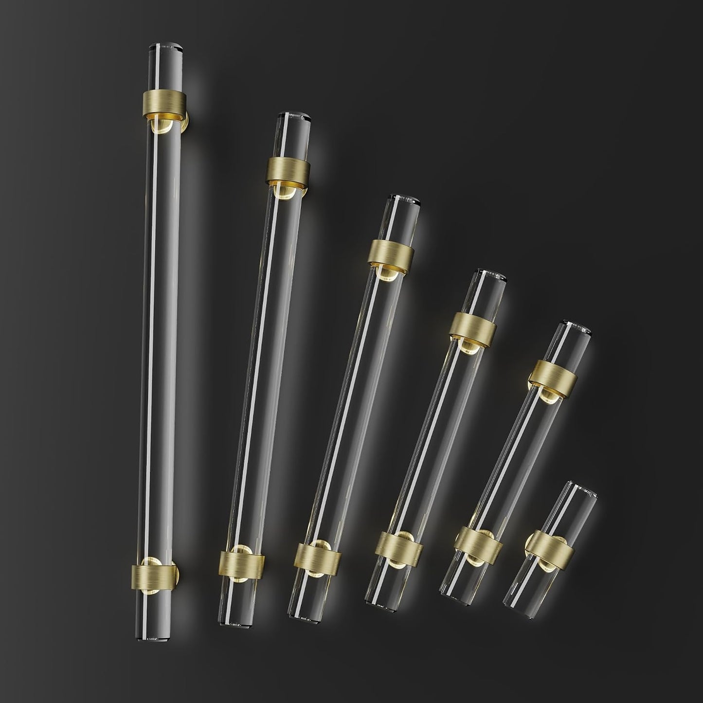 Tiradores cristal cocina 3pulg pack 6 latón dorado
