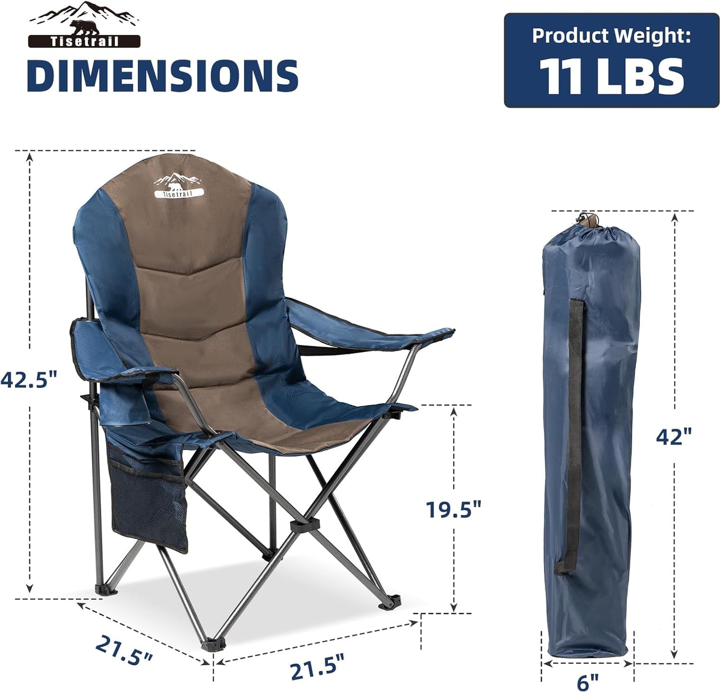 4 Sillas Camping Acolchadas Plegables Respaldo Alto