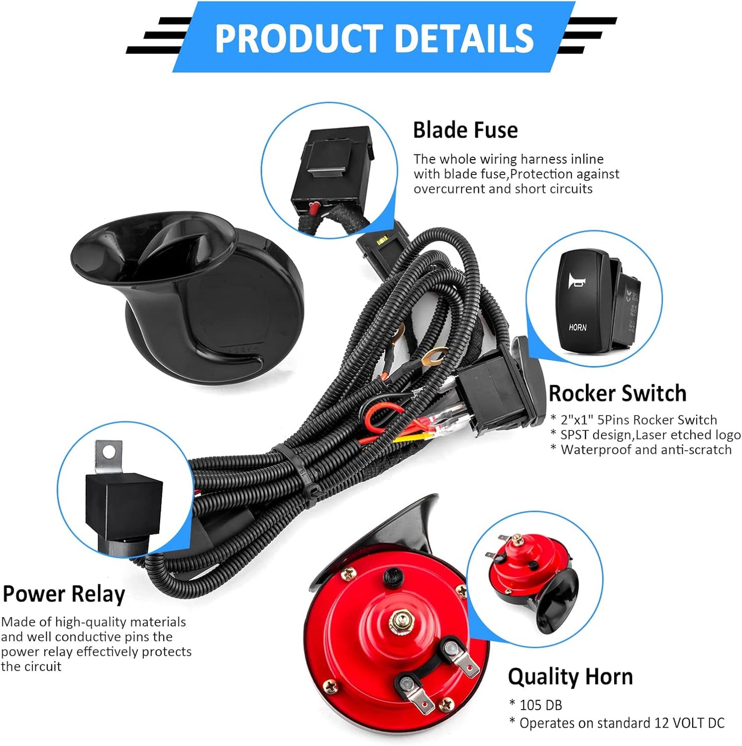 2 Bocinas UTV RZR 12V con interruptores comp Polaris Can Am