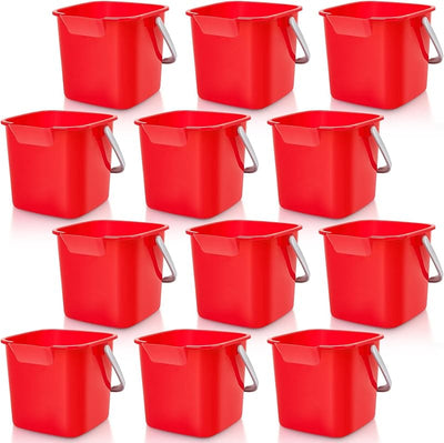 12 Pzas Cubos Desinfectantes Plástico 3qt Rojo