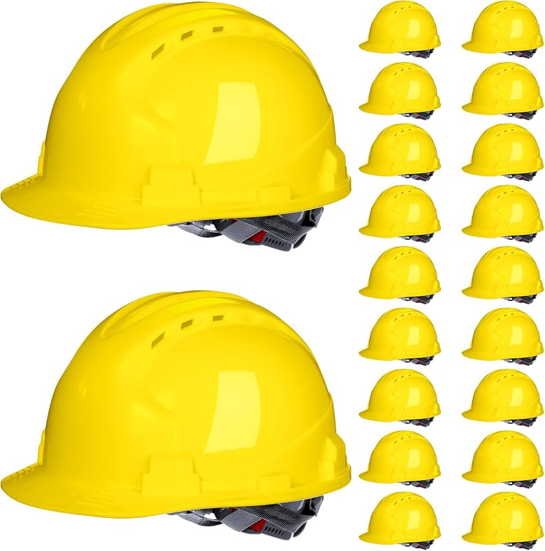 Pack 20 Cascos Seguridad ABS 4 Puntos Ajustables Ventilación
