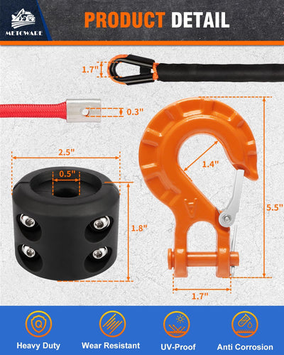 Kit cable cabrestante sintético 3/8x100' 26000lbs