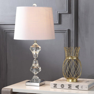 Lámpara mesa columna cristal 26" metal cromado LED