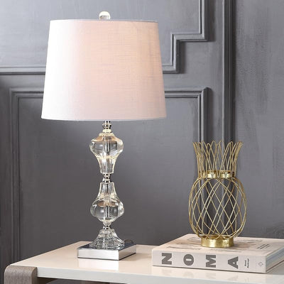 Lámpara mesa columna cristal 26" metal cromado LED