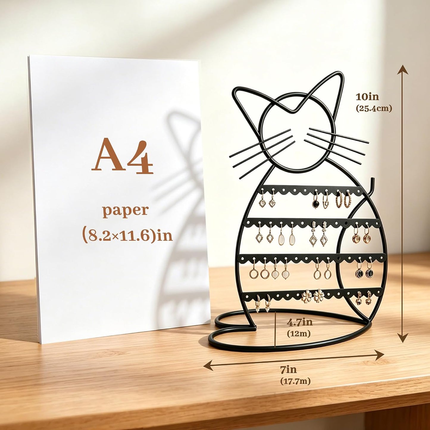 Organiz. joyas forma gato 48 agujeros para niñas negro