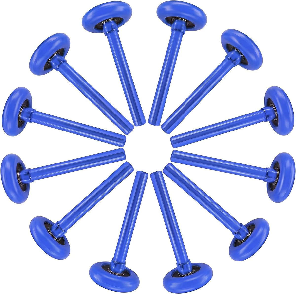12 Rodillos Puerta Garaje 2pulg Vástago 4pulg Silenciosas Azul