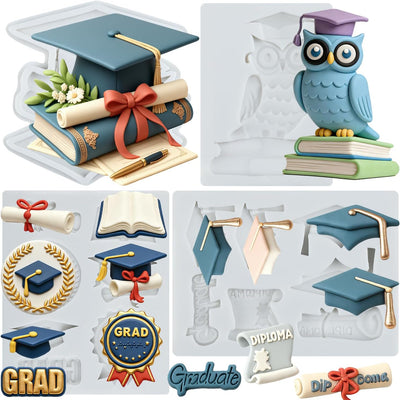 Moldes para fondant de graduacion licenciatura diploma voluta silicona decoracion